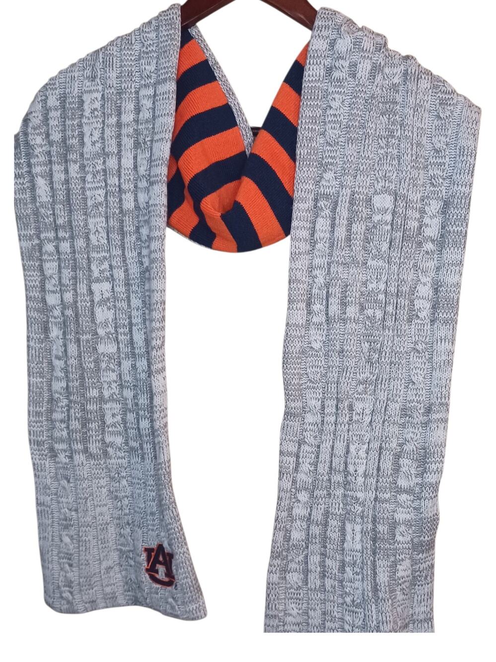 Women's Knit Gray Auburn Scarf 6 ft